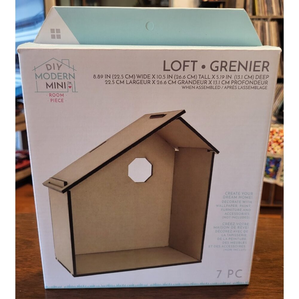 DIY Modern Mini Dollhouse Room Piece NIB Loft 7 pc 8.89 in x 10.5 in x 5.19 in